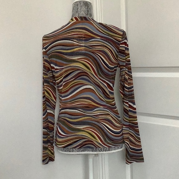 Brown and Black Long Sleeve Fitted Blouse, Size M - Picture 5 of 8